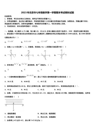 2023年北京市七年级数学第一学期期末考试模拟试题含解析.doc