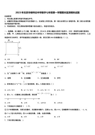 2023年北京市楼梓庄中学数学七年级第一学期期末监测模拟试题含解析.doc