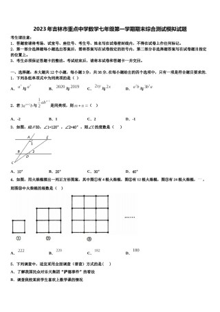 2023年吉林市重点中学数学七年级第一学期期末综合测试模拟试题含解析.doc