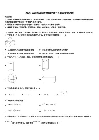 2023年吉林省实验中学数学七上期末考试试题含解析.doc