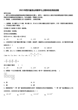 2023年四川省凉山州数学七上期末综合测试试题含解析.doc