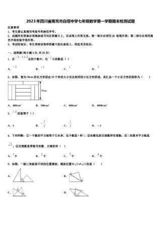 2023年四川省南充市白塔中学七年级数学第一学期期末检测试题含解析.doc