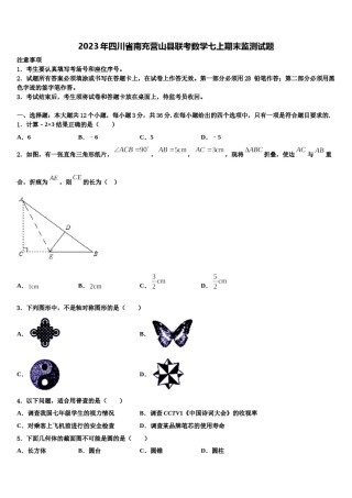 2023年四川省南充营山县联考数学七上期末监测试题含解析.doc