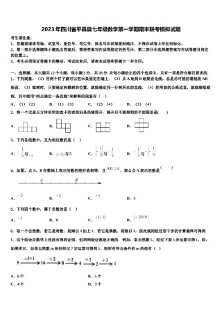 2023年四川省平昌县七年级数学第一学期期末联考模拟试题含解析.doc