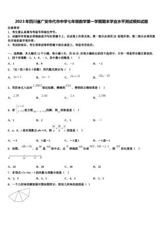 2023年四川省广安市代市中学七年级数学第一学期期末学业水平测试模拟试题含解析.doc