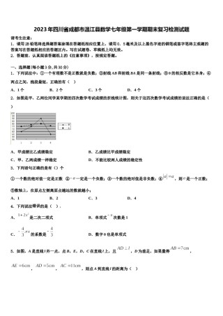 2023年四川省成都市温江县数学七年级第一学期期末复习检测试题含解析.doc