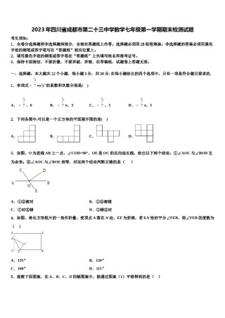 2023年四川省成都市第二十三中学数学七年级第一学期期末检测试题含解析.doc