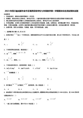 2023年四川省成都市金牛区蜀西实验学校七年级数学第一学期期末综合测试模拟试题含解析.doc