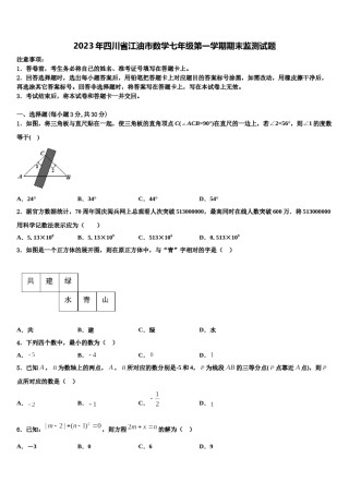 2023年四川省江油市数学七年级第一学期期末监测试题含解析.doc