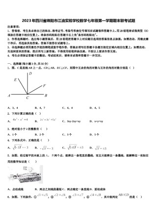 2023年四川省绵阳市江油实验学校数学七年级第一学期期末联考试题含解析.doc