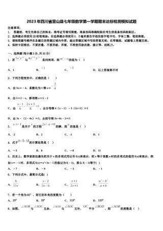 2023年四川省营山县七年级数学第一学期期末达标检测模拟试题含解析.doc
