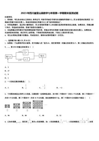 2023年四川省营山县数学七年级第一学期期末监测试题含解析.doc