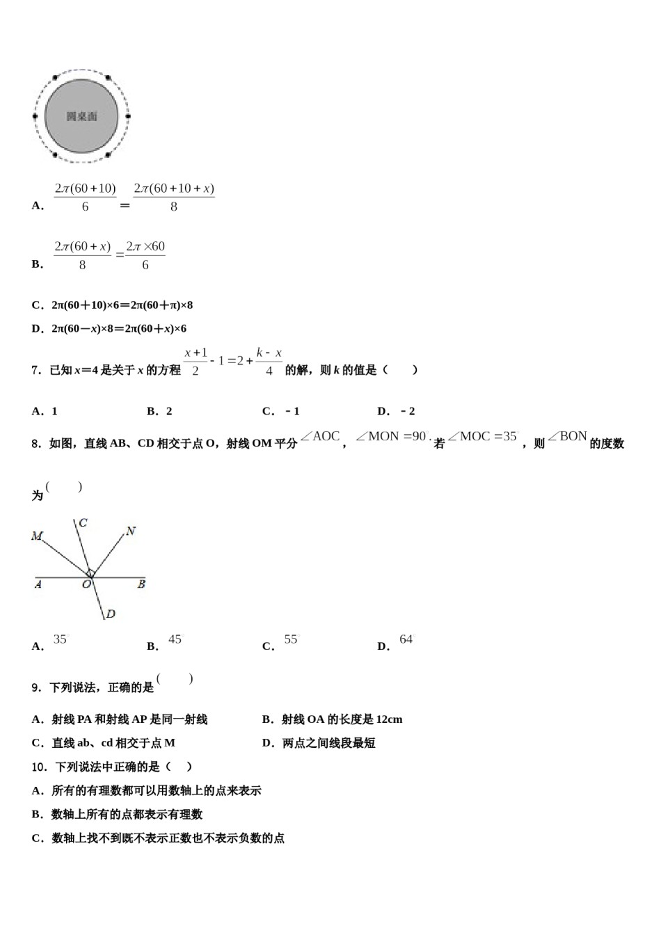 2023年四川省青神县七年级数学第一学期期末学业水平测试模拟试题含解析.doc_第2页