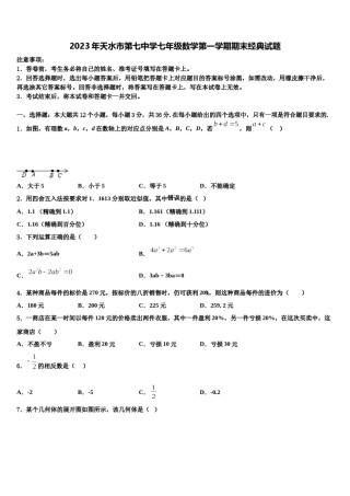 2023年天水市第七中学七年级数学第一学期期末经典试题含解析.doc