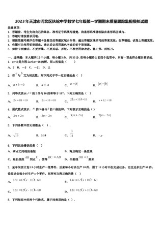 2023年天津市河北区扶轮中学数学七年级第一学期期末质量跟踪监视模拟试题含解析.doc