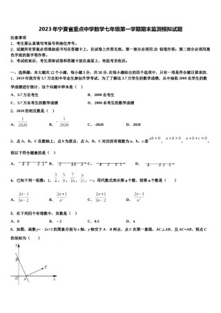2023年宁夏省重点中学数学七年级第一学期期末监测模拟试题含解析.doc