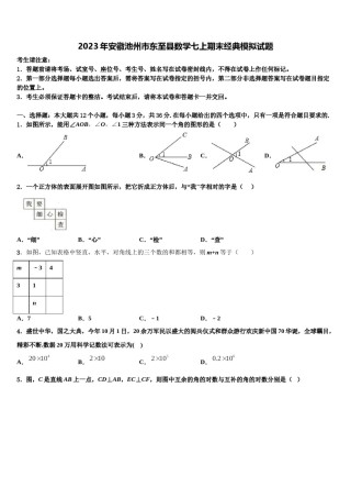 2023年安徽池州市东至县数学七上期末经典模拟试题含解析.doc