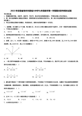 2023年安徽省亳州市蒙城六中学七年级数学第一学期期末联考模拟试题含解析.doc