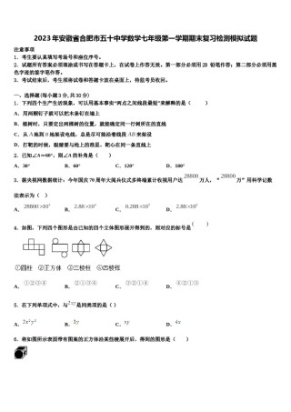 2023年安徽省合肥市五十中学数学七年级第一学期期末复习检测模拟试题含解析.doc