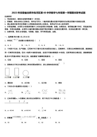 2023年安徽省合肥市包河区第48中学数学七年级第一学期期末联考试题含解析.doc