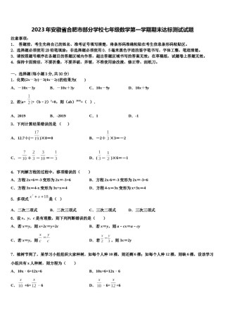 2023年安徽省合肥市部分学校七年级数学第一学期期末达标测试试题含解析.doc