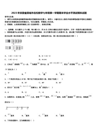 2023年安徽省宣城市名校数学七年级第一学期期末学业水平测试模拟试题含解析.doc