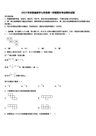 2023年安徽省数学七年级第一学期期末考试模拟试题含解析.doc