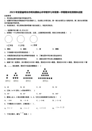 2023年安徽省明光市明光镇映山中学数学七年级第一学期期末检测模拟试题含解析.doc