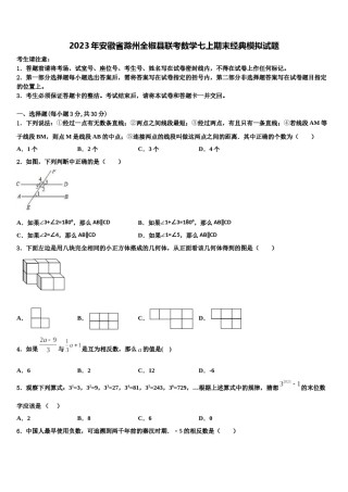 2023年安徽省滁州全椒县联考数学七上期末经典模拟试题含解析.doc