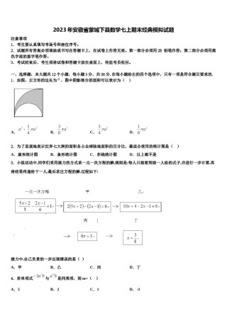 2023年安徽省蒙城下县数学七上期末经典模拟试题含解析.doc
