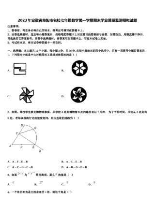 2023年安徽省阜阳市名校七年级数学第一学期期末学业质量监测模拟试题含解析.doc