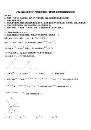 2023年山东德州12中学数学七上期末质量跟踪监视模拟试题含解析.doc
