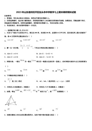 2023年山东德州经开区抬头寺中学数学七上期末调研模拟试题含解析.doc