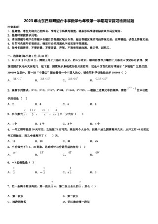2023年山东日照明望台中学数学七年级第一学期期末复习检测试题含解析.doc