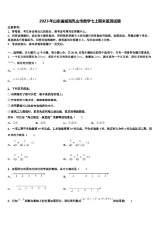 2023年山东省威海乳山市数学七上期末监测试题含解析.doc