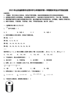 2023年山东省新泰市谷里中学七年级数学第一学期期末学业水平测试试题含解析.doc