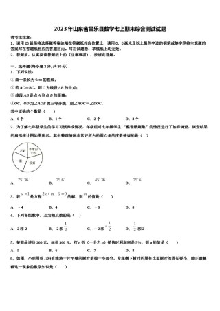 2023年山东省昌乐县数学七上期末综合测试试题含解析.doc