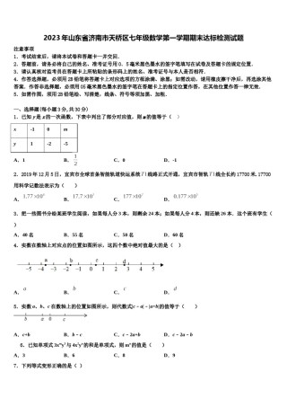 2023年山东省济南市天桥区七年级数学第一学期期末达标检测试题含解析.doc