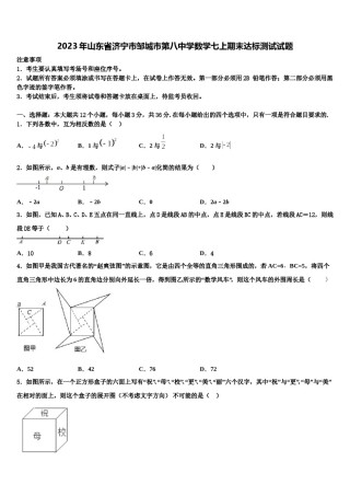 2023年山东省济宁市邹城市第八中学数学七上期末达标测试试题含解析.doc