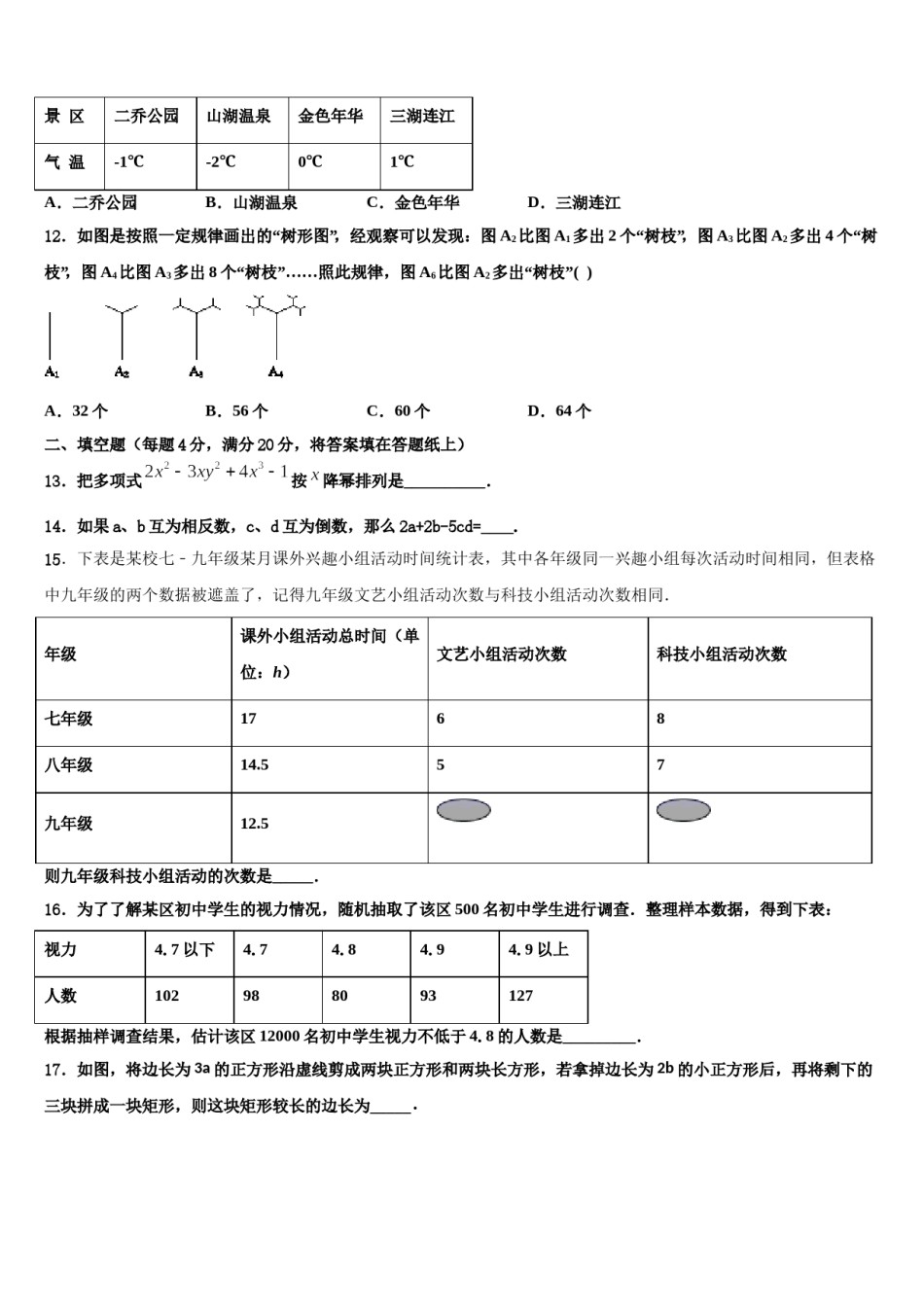 2023年山东省淄博市周村区萌水中学数学七上期末复习检测试题含解析.doc_第3页