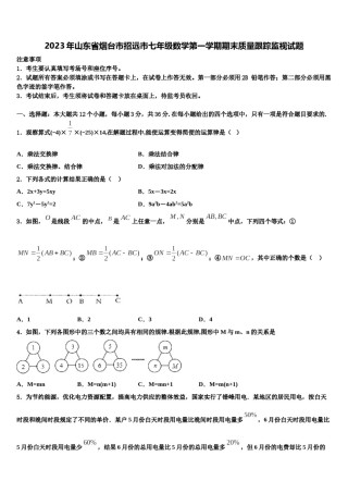 2023年山东省烟台市招远市七年级数学第一学期期末质量跟踪监视试题含解析.doc