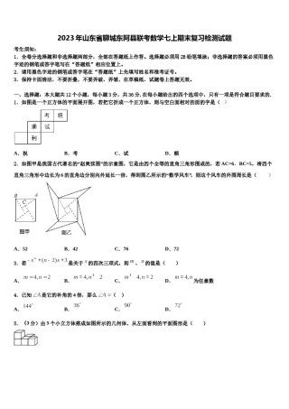 2023年山东省聊城东阿县联考数学七上期末复习检测试题含解析.doc