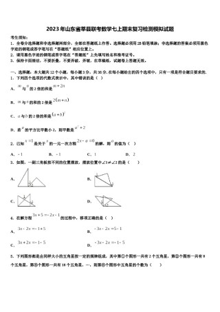 2023年山东省莘县联考数学七上期末复习检测模拟试题含解析.doc