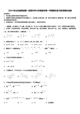 2023年山东省郓城第一初级中学七年级数学第一学期期末复习检测模拟试题含解析.doc
