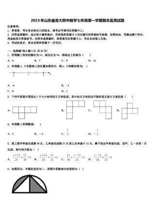 2023年山东省青大附中数学七年级第一学期期末监测试题含解析.doc