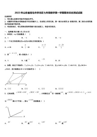 2023年山东省青岛市李沧区七年级数学第一学期期末综合测试试题含解析.doc