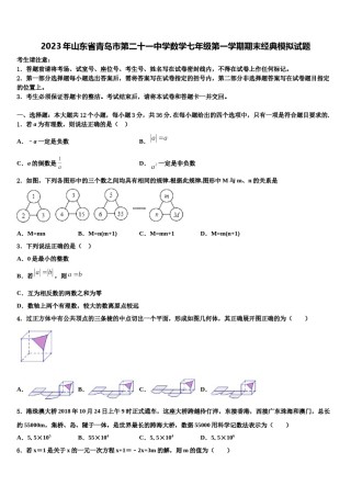 2023年山东省青岛市第二十一中学数学七年级第一学期期末经典模拟试题含解析.doc