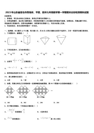 2023年山东省青岛市西海岸、平度、胶州七年级数学第一学期期末达标检测模拟试题含解析.doc