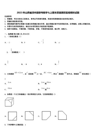 2023年山西省泽州县联考数学七上期末质量跟踪监视模拟试题含解析.doc