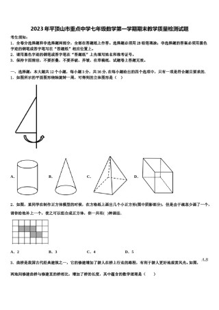 2023年平顶山市重点中学七年级数学第一学期期末教学质量检测试题含解析.doc